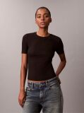 Black Slim Ribbed Modal T-shirt  Women