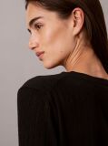 Black Emblem Pointelle Long Sleeve V-Neck Top  Women