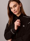 Black Monogram Contrast Piping Balloon Sleeve Sweatshirt  Women