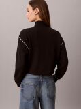 Black Monogram Contrast Piping Balloon Sleeve Sweatshirt  Women