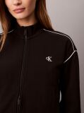 Black Monogram Contrast Piping Balloon Sleeve Sweatshirt  Women