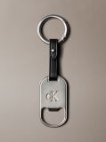 Black Leather Accent Bottle Opener Key Fob  Men