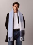 Blue Check Brushed Scarf With Wool  Men