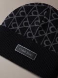 Black Jacquard Emblem Wool Blend Beanie  Men