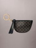 Black Emblem Logo Mini Zip Pouch Bag Charm  Women