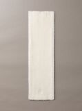 White Monogram Embroidery Fluffy Ribbed Scarf  Women