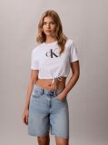 White Cropped Drawstring Hem T-Shirt  Women