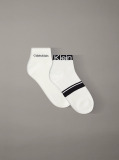 White 2 Pack Logo Stripe Ankle Socks  Men