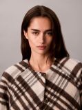 White Plaid Check Wool Blend Jacket  Women