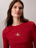 Red Monogram Logo Long Sleeve Baby Tee  Women