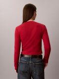 Red Monogram Logo Long Sleeve Baby Tee  Women