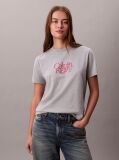Grey Script Logo Graphic Slim T-Shirt  Women
