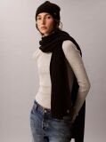 Black Wool Blend Scarf and Beanie Gift Set  Women