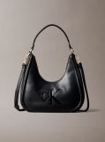 Black Embossed Monogram Crescent Bag  Women