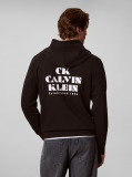 Black Bold Logo Sueded Terry Hoodie  Men
