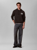 Black Bold Logo Sueded Terry Hoodie  Men