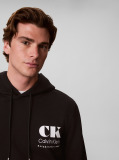 Black Bold Logo Sueded Terry Hoodie  Men