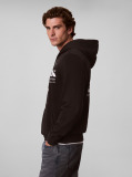 Black Bold Logo Sueded Terry Hoodie  Men