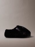 Black Faux Fur Slippers  Women