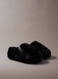 Black Faux Fur Slippers  Women