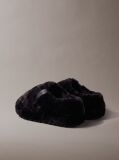 Black Faux Fur Slippers  Women