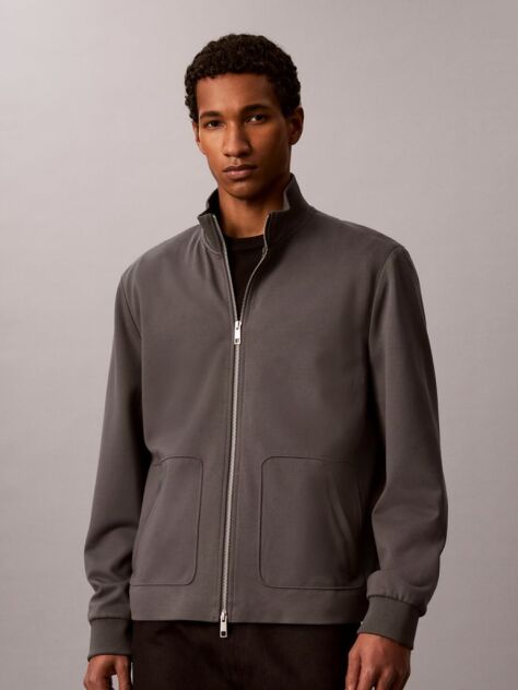 Grey Zip-Thru Knit Travel Jacket  Men