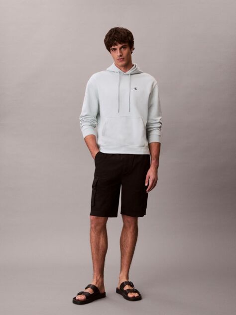Black Cotton Twill Cargo Shorts  Men