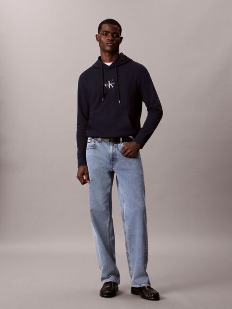Blue Longsleeve Micro Monologo Hoodie  Men
