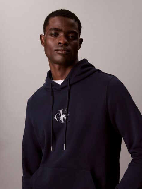 Blue Longsleeve Micro Monologo Hoodie  Men