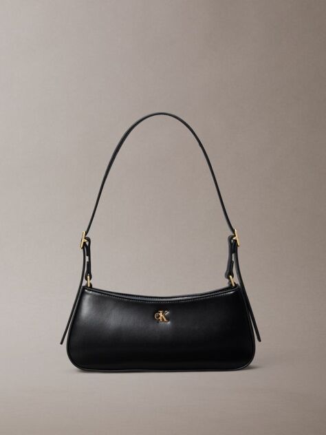 Black Monogram Logo Hardware Shoulder Bag  Women