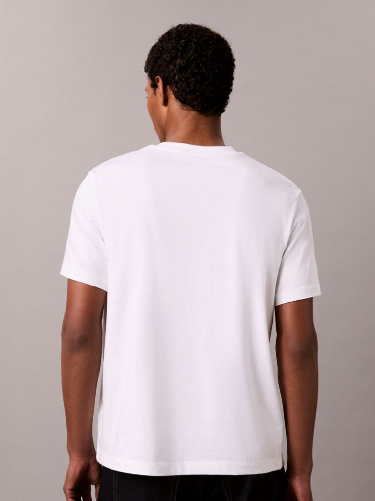 White Logo Embroidery Crew Neck T-Shirt  Men