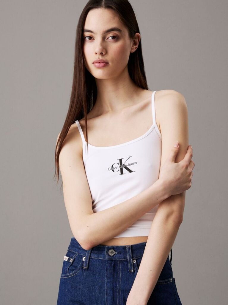 White Slim Monogram Cami Top  Women